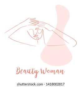 Continuous line, drawing of set faces and hairstyle, fashion concept, woman beauty minimalist, vector illustration for t-shirt, slogan design print graphics style
