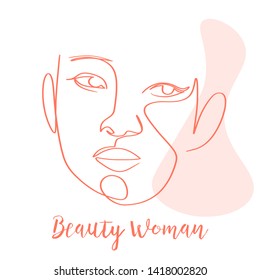 Continuous line, drawing of set faces and hairstyle, fashion concept, woman beauty minimalist, vector illustration for t-shirt, slogan design print graphics style