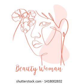 Continuous line, drawing of set faces and hairstyle, fashion concept, woman beauty minimalist, vector illustration for t-shirt, slogan design print graphics style