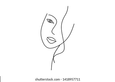 Continuous line, drawing of set faces and hairstyle, fashion concept, woman beauty minimalist, vector illustration for t-shirt, slogan design print graphics style
