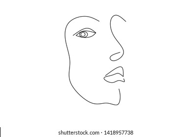 Continuous line, drawing of set faces and hairstyle, fashion concept, woman beauty minimalist, vector illustration for t-shirt, slogan design print graphics style
