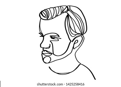 Continuous line, drawing of set faces and hairstyle, fashion concept, woman beauty minimalist, vector illustration for t-shirt, slogan design print graphics style