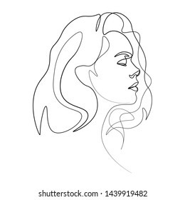 Continuous line, drawing of set faces and hairstyle, fashion concept, woman beauty minimalist, vector illustration for t-shirt, slogan design print graphics style