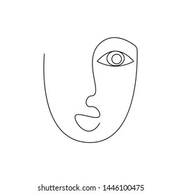 Continuous line, drawing of set faces and hairstyle, fashion concept, woman beauty minimalist, vector illustration for t-shirt, slogan design print graphics style
