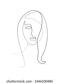 Continuous line, drawing of set faces and hairstyle, fashion concept, woman beauty minimalist, vector illustration for t-shirt, slogan design print graphics style
