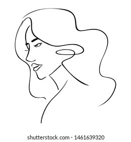 Continuous line, drawing of set faces and hairstyle, fashion concept, woman beauty minimalist, vector illustration for t-shirt, slogan design print graphics style
