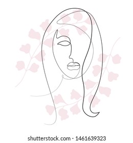 Continuous line, drawing of set faces and hairstyle, fashion concept, woman beauty minimalist, vector illustration for t-shirt, slogan design print graphics style
