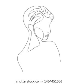 Continuous line, drawing of set faces and hairstyle, fashion concept, woman beauty minimalist, vector illustration for t-shirt, slogan design print graphics style