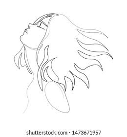 Continuous line, drawing of set faces and hairstyle, fashion concept, woman beauty minimalist, vector illustration for t-shirt, slogan design print graphics style
