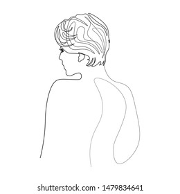 Continuous line, drawing of set faces and hairstyle, fashion concept, woman beauty minimalist, vector illustration for t-shirt, slogan design print graphics style