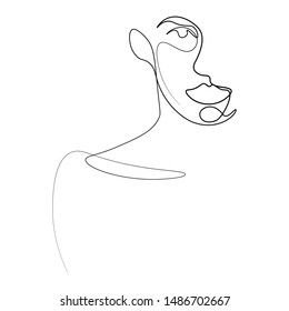 Continuous line, drawing of set faces and hairstyle, fashion concept, woman beauty minimalist, vector illustration 