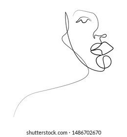 Continuous line, drawing of set faces and hairstyle, fashion concept, woman beauty minimalist, vector illustration 