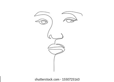 Continuous line, drawing of set faces and hairstyle, fashion concept, woman beauty minimalist, vector illustration