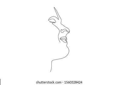 Continuous line, drawing of set faces and hairstyle, fashion concept, woman beauty minimalist, vector illustration