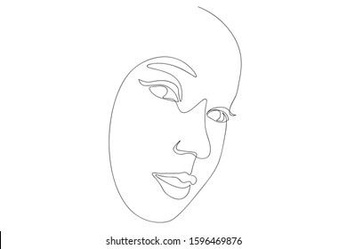 Continuous line, drawing of set faces and hairstyle, fashion concept, woman beauty minimalist, vector illustration