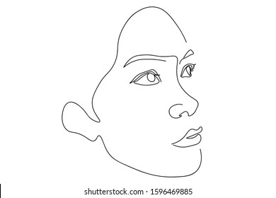 Continuous Line Drawing Set Faces Hairstyle Stock Vector (Royalty Free ...