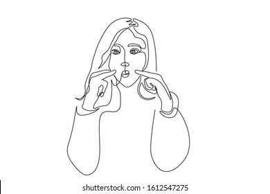 Continuous line, drawing of set faces and  hairstyle, fashion concept, woman beauty minimalist, vector illustration 