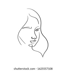Continuous line, drawing of set faces and hairstyle, fashion concept, woman beauty minimalist, vector illustration
