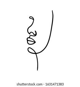 Continuous line, drawing of set faces and hairstyle, fashion concept, woman beauty minimalist, vector illustration