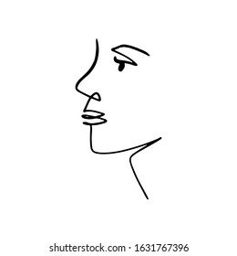 Continuous line, drawing of set faces and hairstyle, fashion concept, woman beauty minimalist, vector illustration