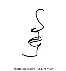 Continuous line, drawing of set faces and hairstyle, fashion concept, woman beauty minimalist, vector illustration