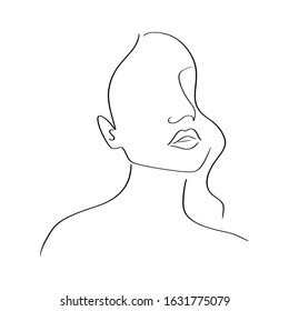 Continuous line, drawing of set faces and hairstyle, fashion concept, woman beauty minimalist, vector illustration