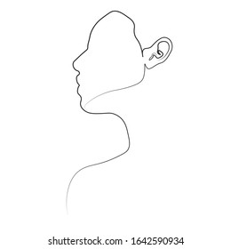 Continuous line, drawing of set faces and hairstyle, fashion concept, woman beauty minimalist, vector illustration