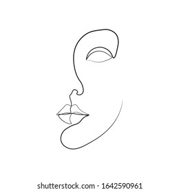 Continuous line, drawing of set faces and hairstyle, fashion concept, woman beauty minimalist, vector illustration