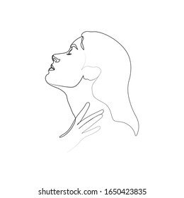 Continuous line, drawing of set faces and hairstyle, fashion concept, woman beauty minimalist, vector illustration