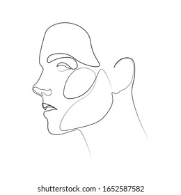 Continuous line, drawing of set faces and hairstyle, fashion concept, woman beauty minimalist, vector illustration 
