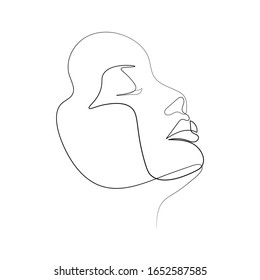 Continuous line, drawing of set faces and hairstyle, fashion concept, woman beauty minimalist, vector illustration 