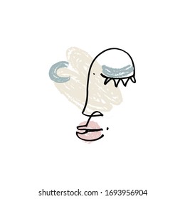 Continuous line, drawing of set faces and hairstyle, fashion concept, woman beauty minimalist, vector illustration for t-shirt, slogan design print graphics style.