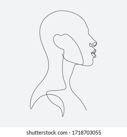 Continuous line, drawing of set faces and hairstyle, fashion concept, woman beauty minimalist, vector illustration 