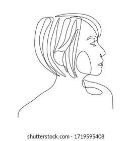 Continuous line, drawing of set faces and hairstyle, fashion concept, woman beauty minimalist, vector illustration pretty sexy. for t-shirt, slogan design print graphics style - Shutterstock ID 1719595408