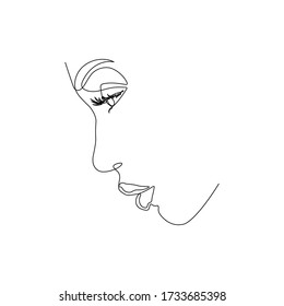 Continuous line, drawing of set faces and hairstyle, fashion concept, woman beauty minimalist, vector illustration pretty sexy. 
