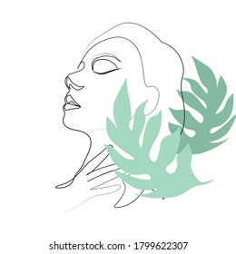 Continuous line, drawing of set faces and hairstyle, fashion concept, woman beauty minimalist, vector illustration pretty 