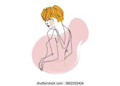Continuous line, drawing of set faces and hairstyle, fashion concept, woman beauty minimalist, vector illustration
