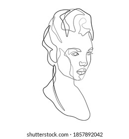 Línea continua, dibujo de rostros y peinado, concepto de moda, mujer belleza minimalista, ilustración vectorial bastante sexy.