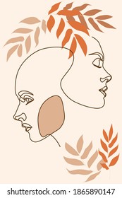 Continuous line, drawing of set faces and hairstyle, fashion concept, woman beauty minimalist, vector illustration pretty .