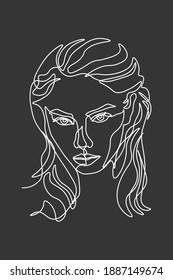 Continuous line, drawing of set faces and hairstyle, fashion concept, woman beauty minimalist, vector illustration for t-shirt, slogan design print graphics style