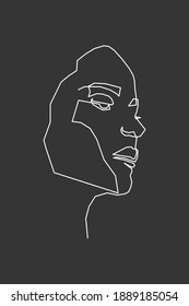 Continuous line, drawing of set faces and hairstyle, fashion concept, woman beauty minimalist, vector illustration 