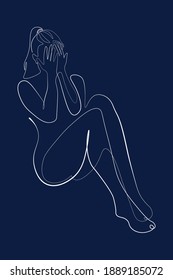 Continuous line, drawing of set faces and hairstyle, fashion concept, woman beauty minimalist, vector illustration 