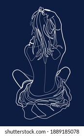 Continuous line, drawing of set faces and hairstyle, fashion concept, woman beauty minimalist, vector illustration 
