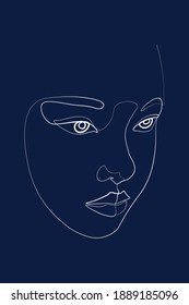 Continuous line, drawing of set faces and hairstyle, fashion concept, woman beauty minimalist, vector illustration 