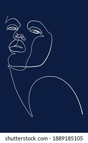 Continuous line, drawing of set faces and hairstyle, fashion concept, woman beauty minimalist, vector illustration 
