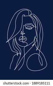 Continuous line, drawing of set faces and hairstyle, fashion concept, woman beauty minimalist, vector illustration 