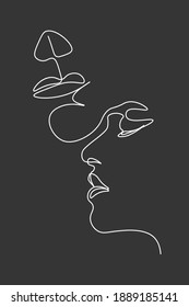 Continuous line, drawing of set faces and hairstyle, fashion concept, woman beauty minimalist, vector illustration 