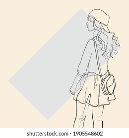 Continuous line, drawing of set faces and hairstyle, fashion concept, woman beauty minimalist, vector illustration pretty sexy.