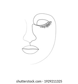 Continuous line, drawing of set faces and hairstyle, fashion concept, woman beauty minimalist, illustration for design print