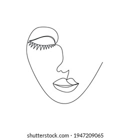 Continuous line, drawing of set faces and hairstyle, fashion concept, woman beauty minimalist, illustration design print